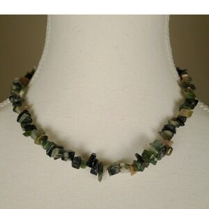 Chunky Natural Stone Chip Gemstone Beaded Necklace Statement Boho Chic